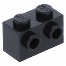 LEGO kocka 1x2 két oldalán két-két bütyökkel, fekete (52107)